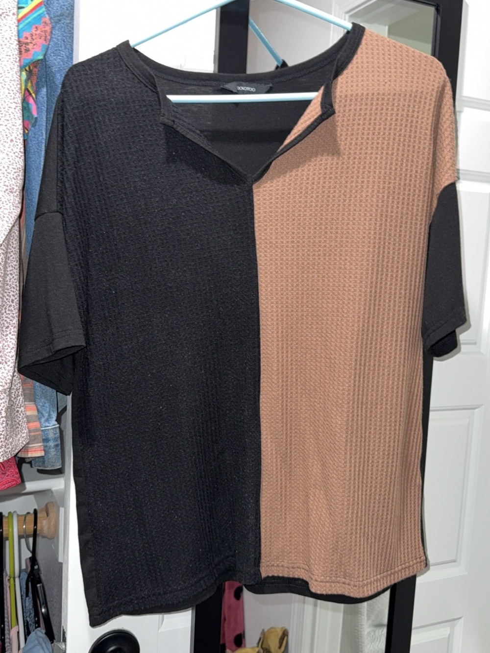 Black and Brown Colorblock Short Sleeve Tee